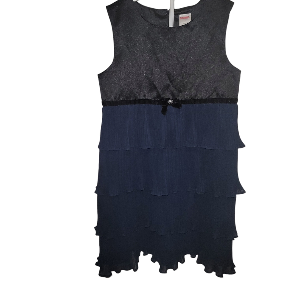 Gymboree Girls Size 7 Sleeveless Blue Ruffle Layered A-Line Lined Party Dress